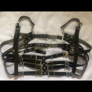 Silver heart buckle chest harness